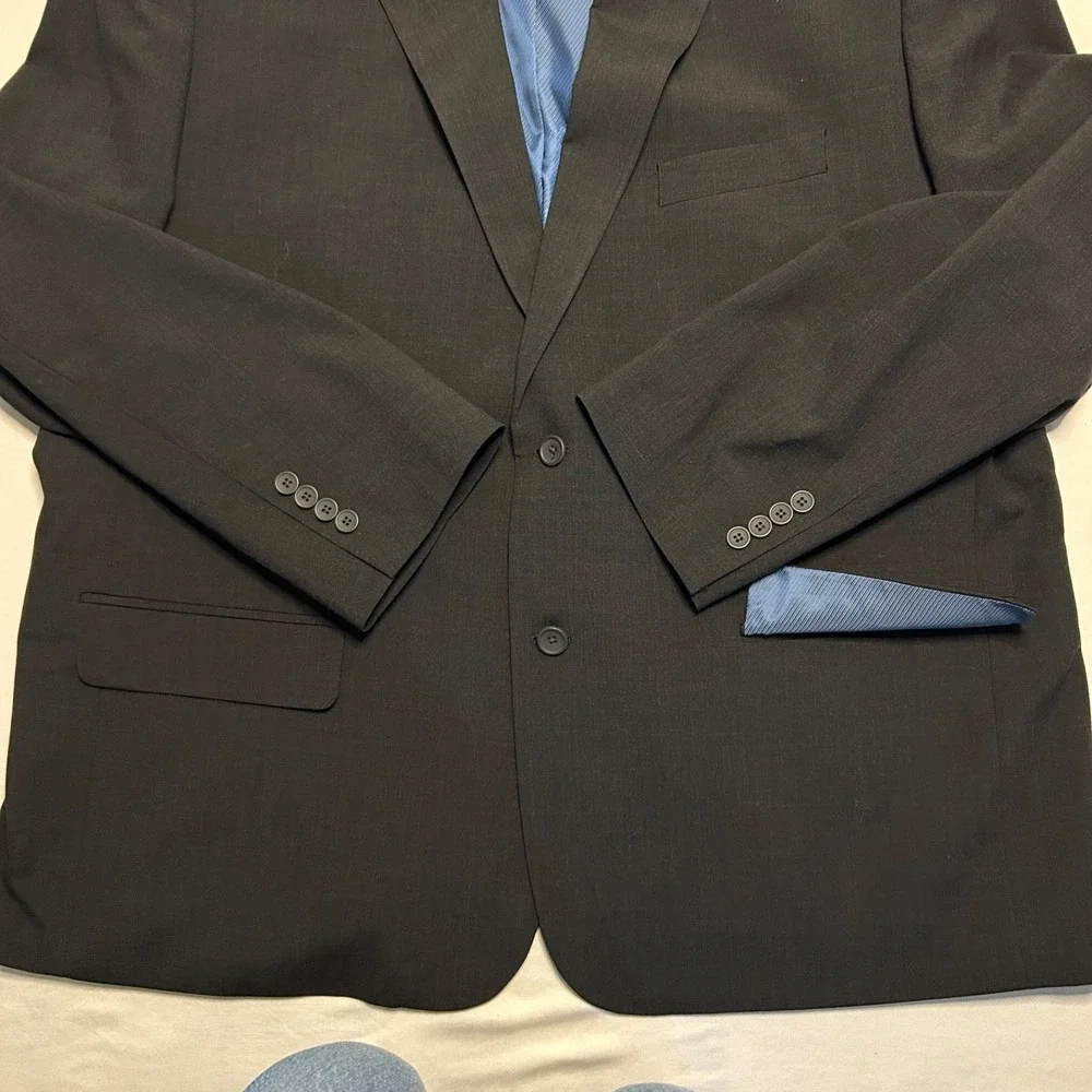Oak Hill DXL Perfect Fit Blazer Mens 52L Gray Wool Blend Suit Jacket Sport Coat